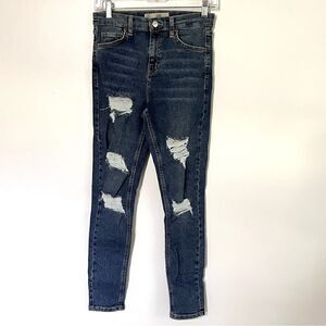 Topshop Moto Jamie Ripped Skinny Fit High Rise 25